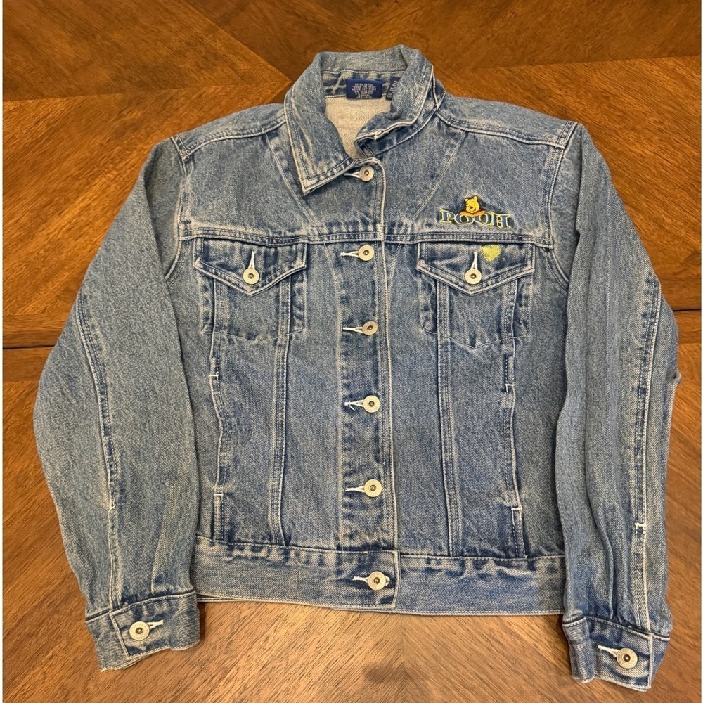 Vintage Disney Winnie the Pooh Denim Jacket Medium Wash Embroidered Blue M
